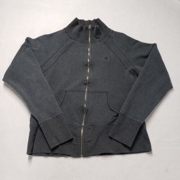 Champion Tops - Champion Jacket Women XL Gray Fleece Full Zip Sweatshirt Yoga Workout Y2k Fitted